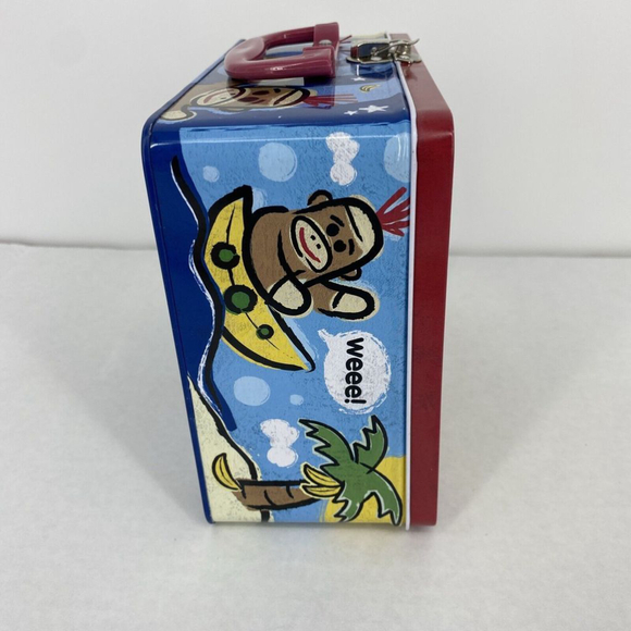 Schylling 2008 3D Sock Monkey Metal Lunch Box EUC Collectible Keepsake Box - Picture 6 of 11